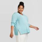 Women's Plus Size V-neck Pullover Sweater - Ava & Viv Green X