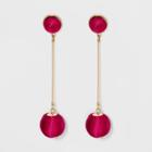 Threaded Bead Drop Earrings - A New Day Fuchsia,
