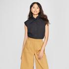 Women's Boxy Tie Neck Shirt - Who What Wear Black