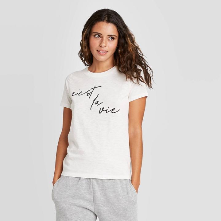 Grayson Threads Women's C'est Le Vie Short Sleeve Graphic T-shirt - Cream