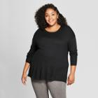 Women's Plus Size Crew Neck Luxe Pullover - A New Day Black