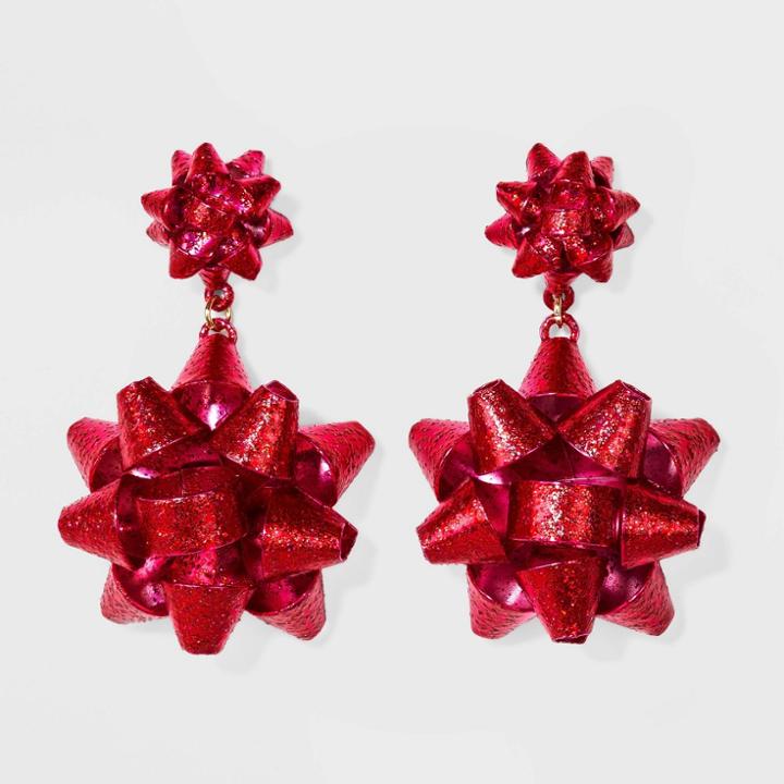 Sugarfix By Baublebar Holiday Bow Drop Earrings - Pink, Women's