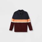 Toddler Boys' Striped Zip-up Crew Neck Pullover Sweater - Cat & Jack Red