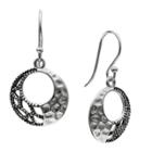 Distributed By Target Women's Oxidized And Hammered Drop Circle Earrings In Sterling Silver -