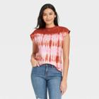 Women's Tie-dye Cap Sleeve Muscle T-shirt - Universal Thread Pink/white
