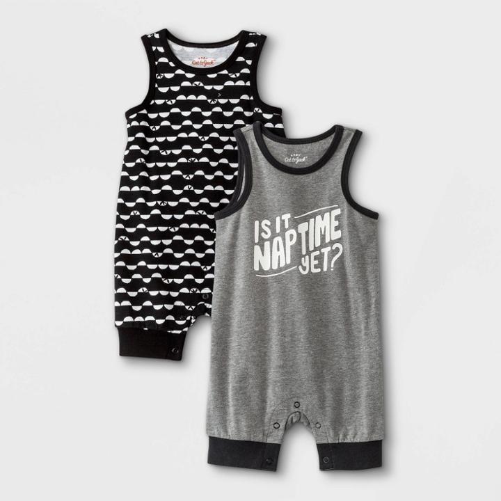 Baby Boys' 2pk Nap Time Romper - Cat & Jack Gray