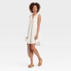 Women's Sleeveless Smocked Button-down Dress - Knox Rose White