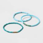 Semi-precious Turquoise Heishi Multi-strand Bracelet Set 3pc - Universal Thread Blue