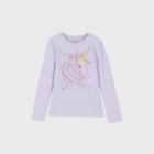 Girls' Long Sleeve Unicorn Graphic T-shirt - Cat & Jack Purple