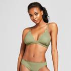 Vanilla Beach Women's Ribbed Scallop Triangle Bikini Top - Olive D/dd Cup, Green