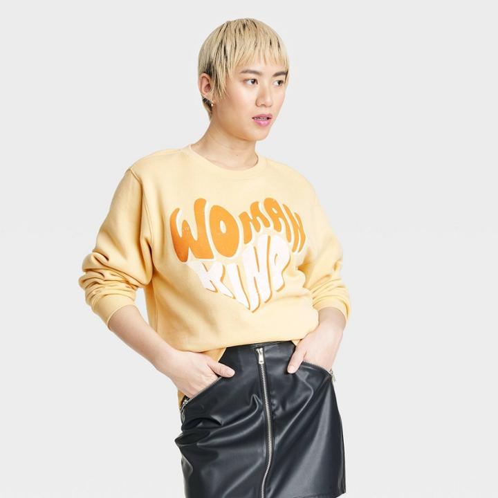 Doe. Women's Woman Kind Graphic Sweatshirt - Light Yellow