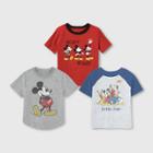 Toddler Boys' 3pk Mickey Mouse Short Sleeve T-shirts - 12m, Black/blue/gray