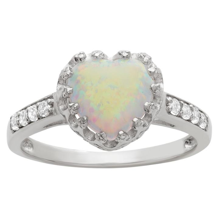1 3/4 Tcw Tiara Heart-cut Opal Crown Ring In Sterling