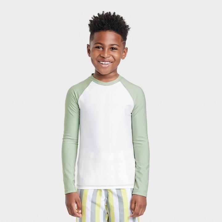 Boys' Long Sleeve Rash Guard Swim Shirt - Cat & Jack Green