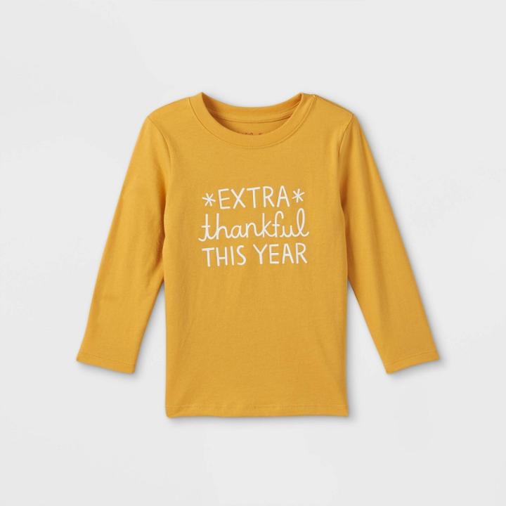 Toddler Boys' 'extra Thankful' Graphic Long Sleeve T-shirt - Cat & Jack Yellow