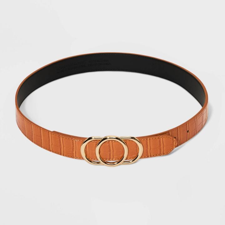 Women's Triple Plaque Belt - A New Day Cognac