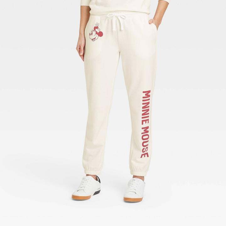 Women's Vintage Minnie Mouse Graphic Jogger Pants - Off-white