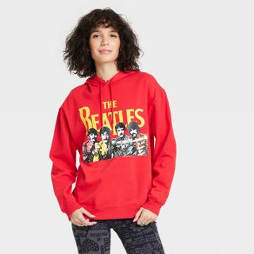 Women's The Beatles Graphic Oversized Hoodie - Red