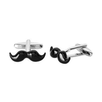 Men's West Coast Jewelry Mustache Cuff Links, Black/silver