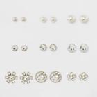 Target Nine Pack With Studs And Stone Flowers Earring Set - Rhodium, Dark