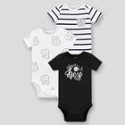 Lamaze Baby Boys' Organic Cotton 3pk Short Sleeve Bodysuit - Black/white