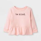 Grayson Mini Toddler Girls' 'be Kind' Fleece Peplum Pullover Sweatshirt - Pink