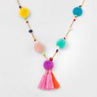 Girls' Poms & Tassels Pendant Necklace - Cat & Jack One Size,