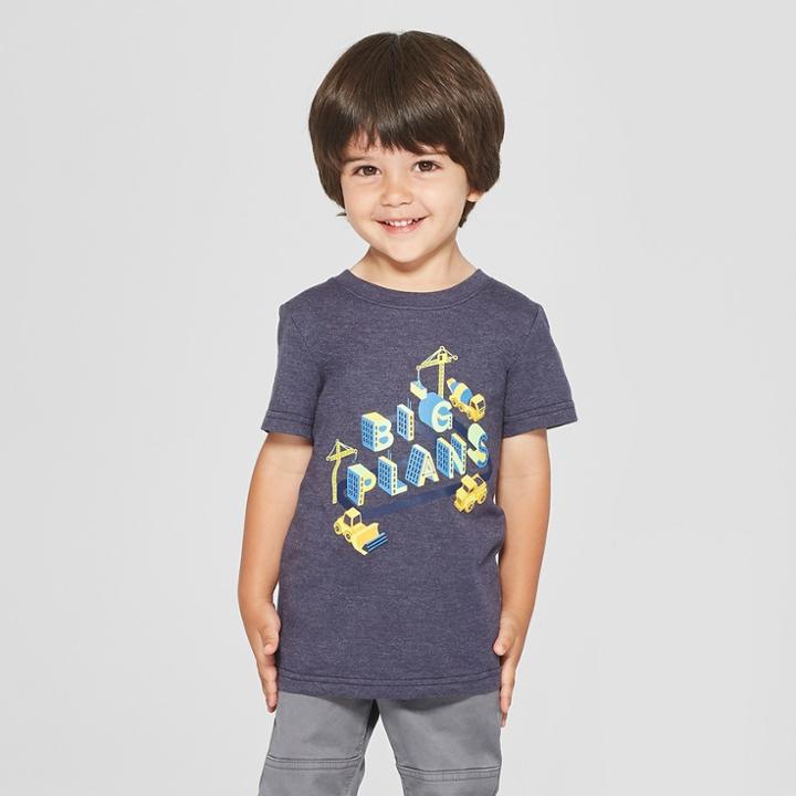 Toddler Boys' Big Plans Buildings And Construction Trucks Short Sleeve T-shirt - Cat & Jack Navy