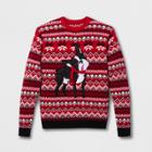 33 Degrees Men's Ugly Holiday Cute Pug Long Sleeve Pullover Sweater - Red