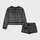 Girls' 2pc Long Sleeve Pajama Set - Art Class Black Tie-dye