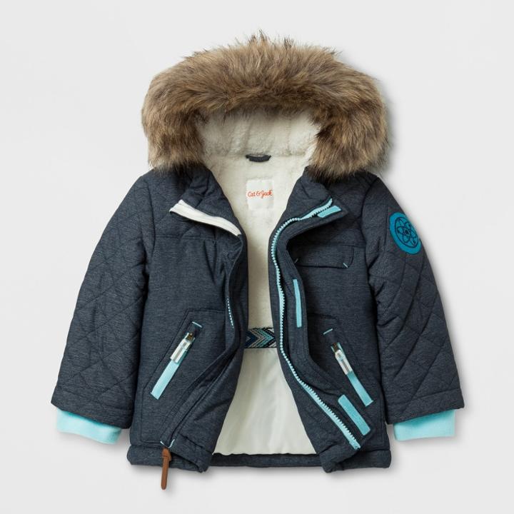 Toddler Boys' Parka With Sherpa Lining - Cat & Jack Navy