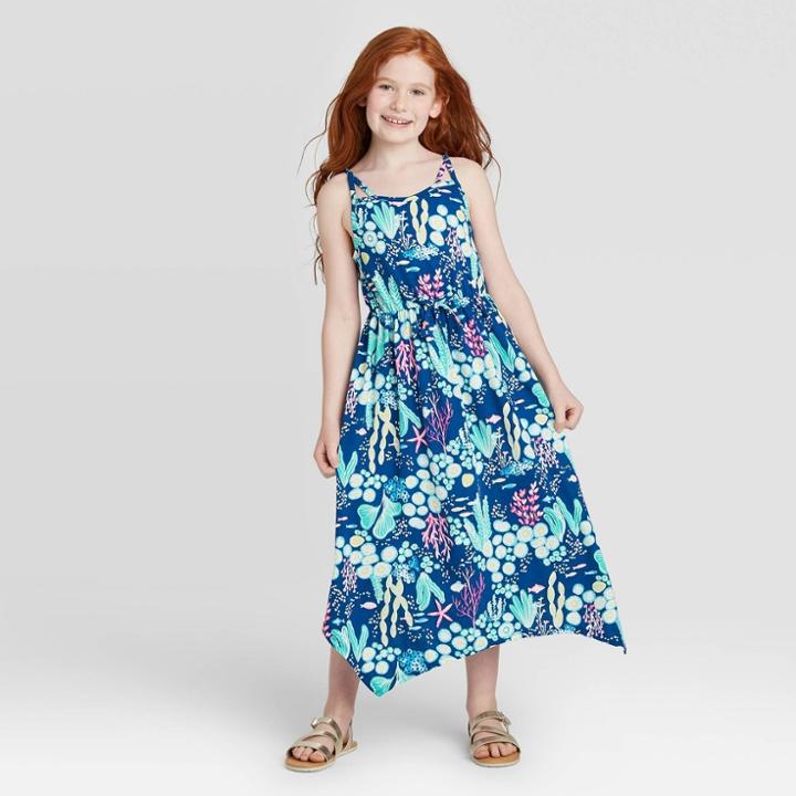 Girls' Oceanic Print Knit Maxi Dress - Cat & Jack Blue