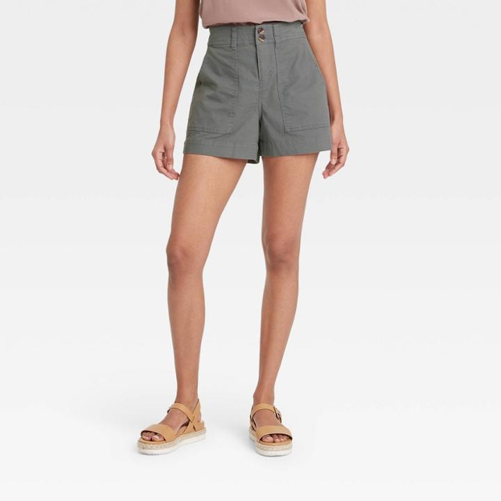 Women's High-rise Shorts - A New Day Dark Gray
