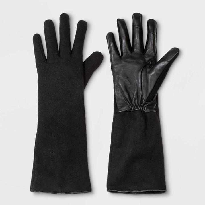 Women's Wool/leather Combo Gloves - A New Day Black