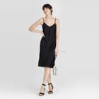 Women's Satin Sleeveless Slip Dress - A New Day Black
