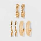 Textured Hoop Trio Earring Set - Wild Fable Gold