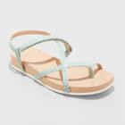 Women's Eden Strappy Toe Loop Sandals - A New Day Aqua