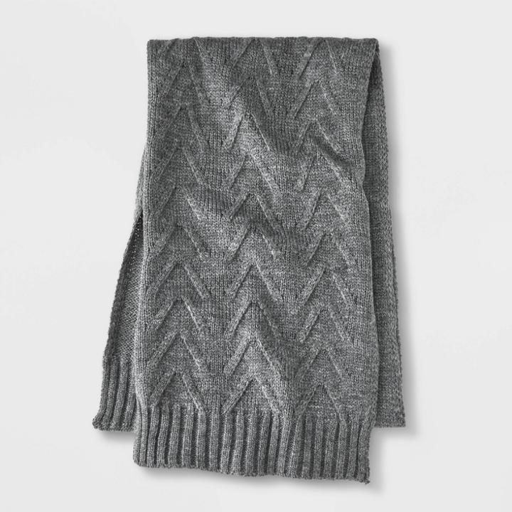 Men's Chevron Knit Scarves - Goodfellow & Co Heathered Gray