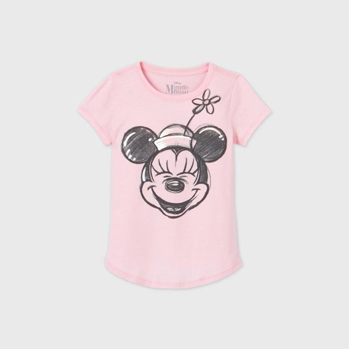 Girls' Disney Minnie Mouse Short Sleeve T-shirt - Pink
