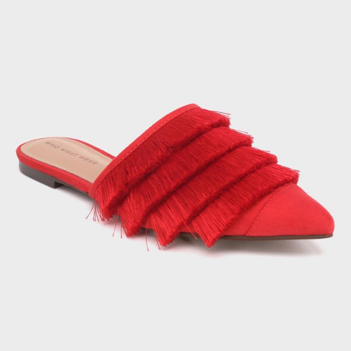 Women's Annie Satin Tassle Pointed Mules - Who What Wear Red