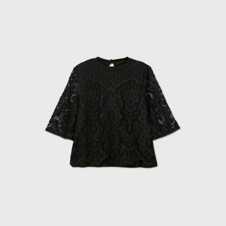 Girls' Turtleneck Boxy Top - Art Class Black
