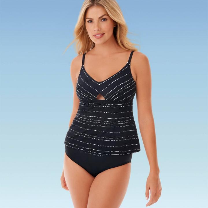 Women's Slimming Control Keyhole Tankini Top - Dreamsuit By Miracle Brands 6, Women's, Black
