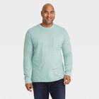 Men's Tall Standard Fit Long Sleeve Crewneck T-shirt - Goodfellow & Co Aqua Blue