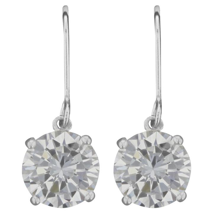 Distributed By Target Drop Earrings Plated Brass Dangle Round Cubic Zirconia -