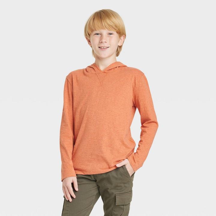 Boys' Solid Hooded Shirt - Cat & Jack Orange