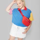 Women's Plus Size Color Blocked Short Sleeve Polo Shirt - Wild Fable Blue