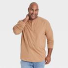 Men's Tall Regular Fit Long Sleeve Henley T-shirt - Goodfellow & Co Tan