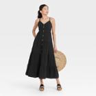 Women's Sleeveless Button-front Tiered Dress - Universal Thread Black