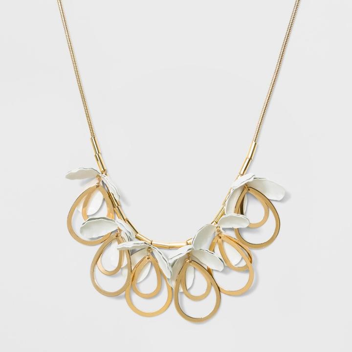 Frontal Open Teardrop And Petal Necklace - A New Day White
