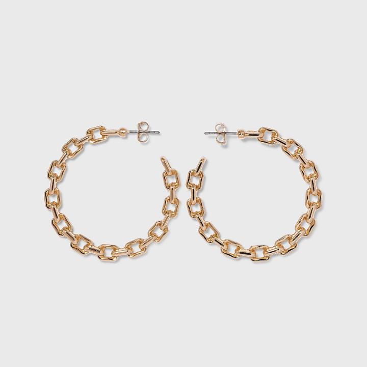 Gold Frozen Chain Hoop Earrings - A New Day Gold